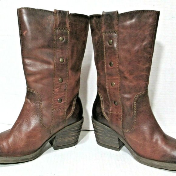 Born Womens Brown Leather Boots Mid Calf Size 6 US /36.5 EU - Picture 4 of 11